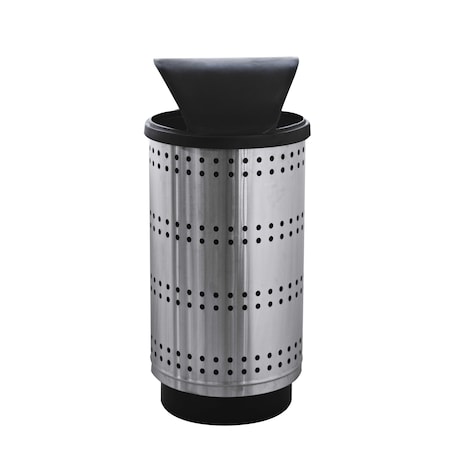 Witt Industries Outdoor Decorative Stainless Steel Receptacle with Hood Top PC35P-SP1-HT