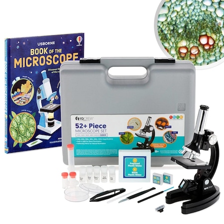 Amscope IQCrew by KIDS Starter Monocular Compound Microscope 120X-240X-300X-480X-600X-1200X w/Metal Arm and M30-ABS-KT2-WM