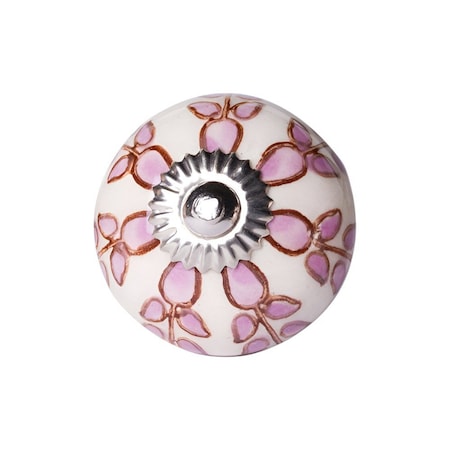 Homeroots Set of Eight Pink And White Ceramic Drawer Pull Knobs, 8PK 321694