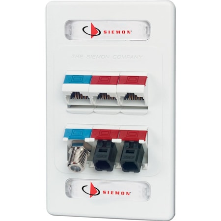 Siemon 1-PORT FLUSH MOUNT UNLOADED, SINGLE GANG ACCEPTS 1 MAX MOD, WHITE MX-FP-S-01-02