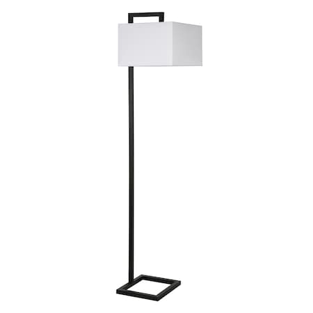 Homeroots 68" Black Floor Lamp With White Frosted Glass Rectangular Shade 523417