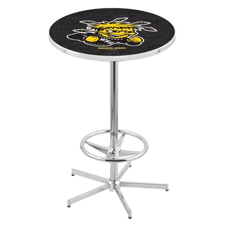 Holland Bar Stool Co 42" Chrome Wichita State Pub Table, 36" dia. Top L216C4236WichSt