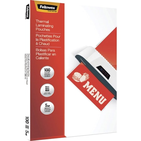 Fellowes FEL 5 Mil Thickness Thermal Laminating Pouches, Clear 5746001