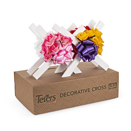 Teters Cross with Bouquet Cemetery Grave Decor Wood 1 pk CP0416