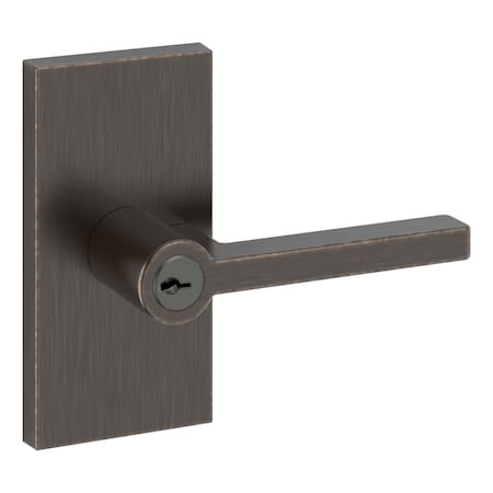 Baldwin Entry Square Lever and Contemporary 5in Rose with 6AL Latch and Dual Strike Venetian Bronze Finish ENSQUCFR112