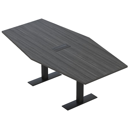 Skutchi Designs 6ft Conference Table With Power Unit | 6 Person Modular Hexagon Meeting Table | Harmony Series HAR-HEX.IR-48X72-T.BK-WA7949-EBLK