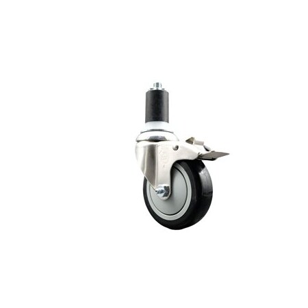 Service Caster 4 Inch 316SS Black Poly Swivel 1-1/2 Inch Expanding Stem Caster Lock Brake SCC SCC-SS316TTLEX20S414-PPUB-BLK-112
