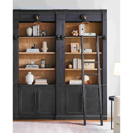 Martin Furniture Two 8' Tall Bookcase Wall With Ladder, Storage Organizer, Display Shelf for Office, Black IMWL4094BKIT2