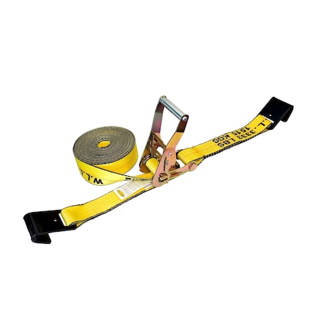 Tie 4 Safe 2'' x 50' Ratchet Tie Downs w/ Flat Hook WLL: 3,333 lbs. Yellow RT04C-550-M11N-Y-C-1