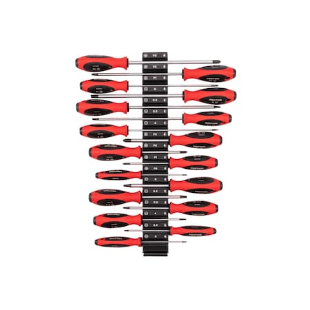 Tekton 17pc Phillips and Slotted Screwdriver Set with Modular Organizers-4, 8in Shanks (#0 - #3, 3 - 8 mm) DWZ90123