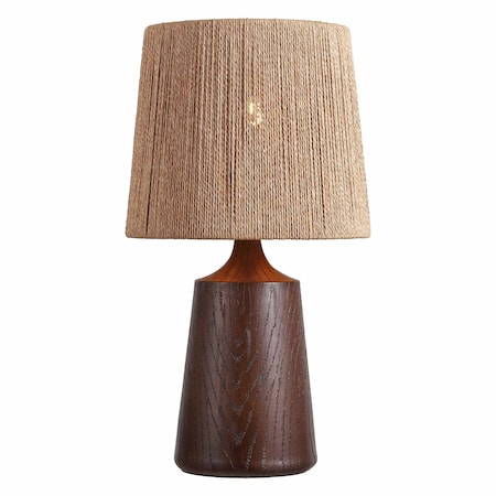 Jonathan Y Highland 22.25" Classic Cottage Tapered Resin/Metal LED Table Lamp w/Paper Rope Shade, Dark Brown Woo JYL9201B
