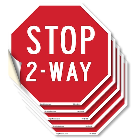 Signmission Stop 2-way, 6 inch X 6 inch, Vinyl Decal, 5PK OC-D-5PACK-6-16