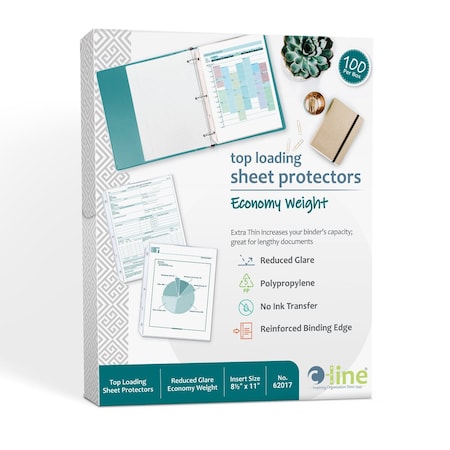 C-Line Products 8-1/2" x 11" Reduced Glare Economy Weight Poly Sheet Protectors, 100/BX 62017