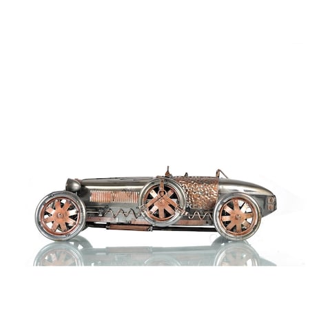 Homeroots c1924 Bugatti Bronze and Silver Racecar Model Sculpture 401145