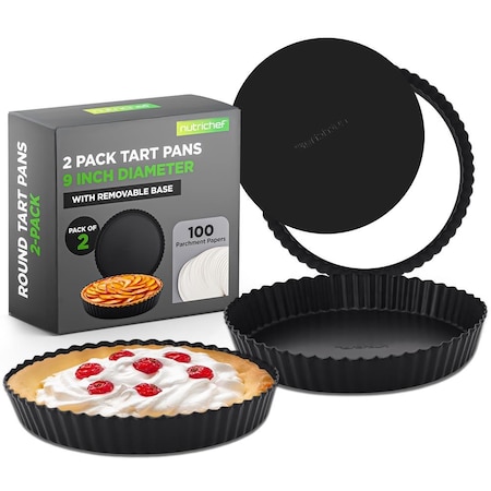 Nutrichef 2 Round Tart Pans, Black NCTRT2BK