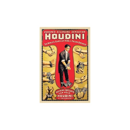 Homeroots 20" X 30" Houdini Handcuff King Vintage Magic Poster Wall Art 393357
