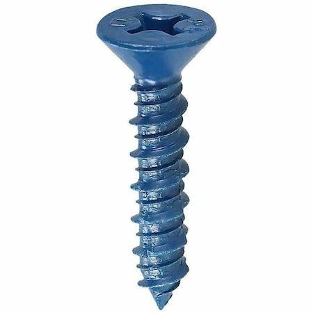 Dottie Concrete Screw, 1/4" Dia., Flat, 3-3/4 in L, Carbon Steel Blue Xylan, 100 PK 14P334