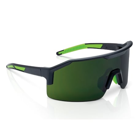 Jackson Safety Maxview+, Welding Safety Glasses, Anti-Fog & Anti-Scratch, Shade 5 IR Lens, Black/Green Frame 60001