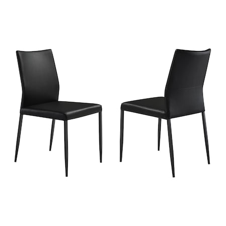 Armen Living Kash Upholstered Dining Chair in Black Faux Leather with Black Metal Legs - Set of 2 LCKASIBLK