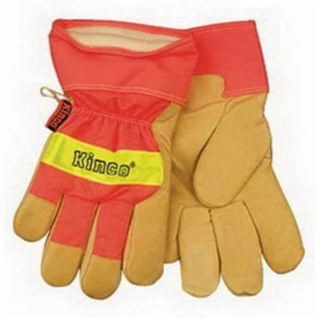 Kinco High Visibility General Purpose Gloves, Wing Thumb Style, X-Large, Grain Pigskin Leather Palm 1938-XL