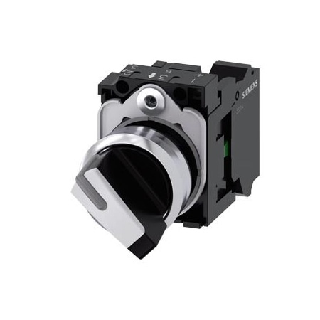 Siemens Selector switch, illuminable, 22 mm, round, metal, shiny, white 3SU1150-2BF60-3BA0