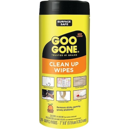 Goo Gone Cleaning Wipes, 8 in L, 7 in W, Citrus 2000