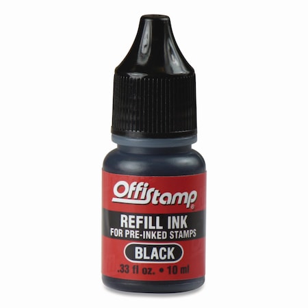 Offistamp Refill Ink for Pre-Inked Stamps, 0.33 oz, Black 090724