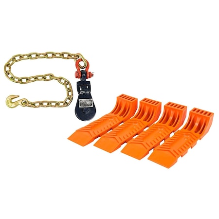 Mytee Products 1 2 Ton 3in Snatch Block with Shackle Chain Anchor4 Interlocking Tire Skates SB3-2-ShackleCA-TIRESKT-IL