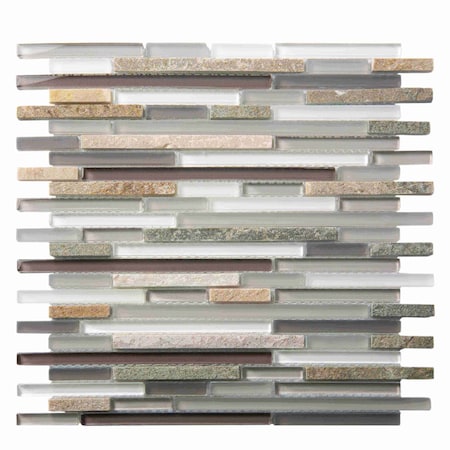Apollo Tile Gray 11.8 in x 11.8 in Glass, Stone Glossy Floor and Wall Mosaic Tile 4.83 sqft/case, 5PK APLCAS88030A