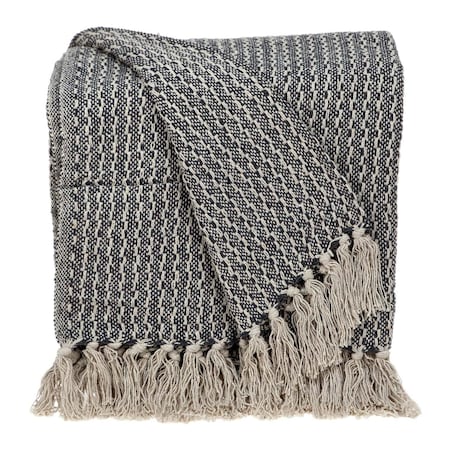 Homeroots 52" X 67" Beige and Black Quilted Cotton Abstract Throw Blanket 476212
