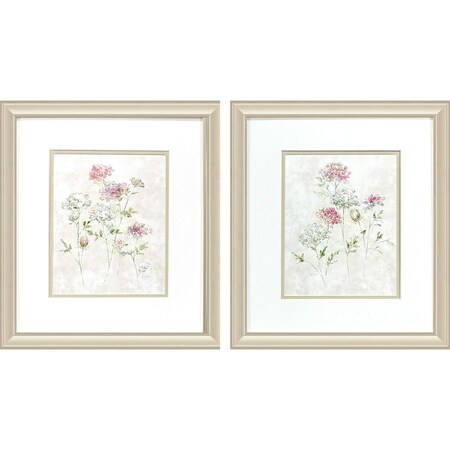 Homeroots Set Of Two Soft Lace Gold Framed Wall Art, 2PK 649317