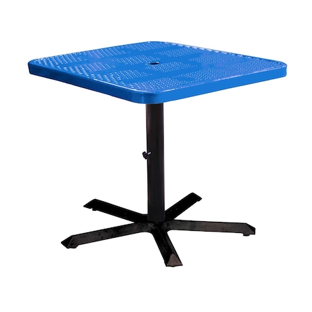 Leisure Craft 36" Square Perforated Pedestal Table, Portable, 30"H, Blue SQ36TAB30-BLUE