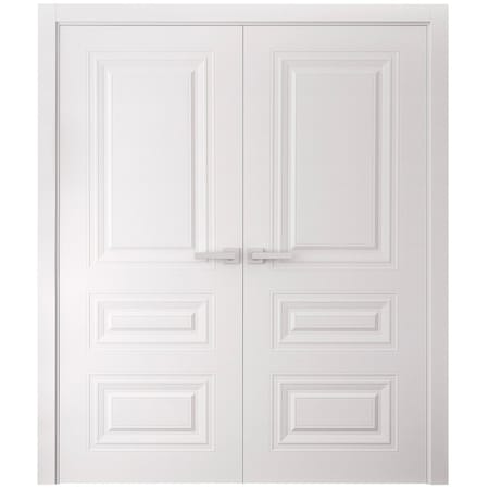 Sartodoors Interior Double Doors 56 x 84 inches, BASIC 9233 White, Wood Interior Solid Panel Frame, Closet B BASIC9233DD-SKIN-5684