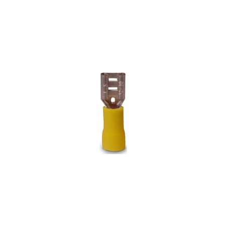 Gb Disconnect Terminal, 600 V, 12 to 10 AWG Wire, 1/4 in Stud, Vinyl Insulation, Yellow, 16PK 20-145F