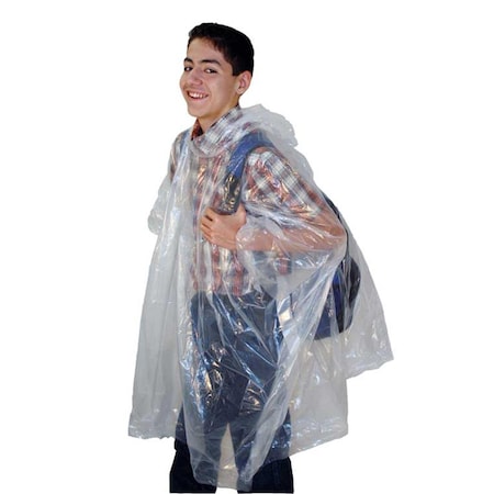 Hands On 80 x 50 in. Full Cut Vinyl Emergency Poncho, Clear HA3362696