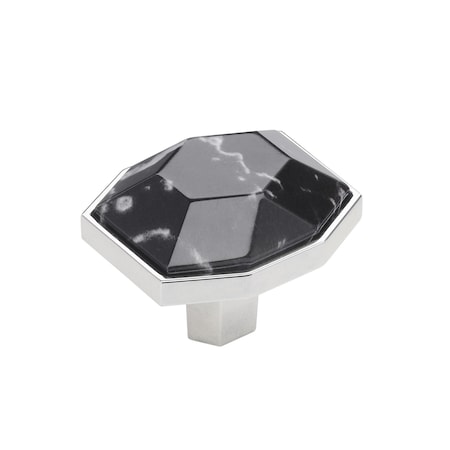 Amerock Carrione 1-5/8 inch 41mm Length Marble Black/Polished Chrome Cabinet Knob BP36638MBK26