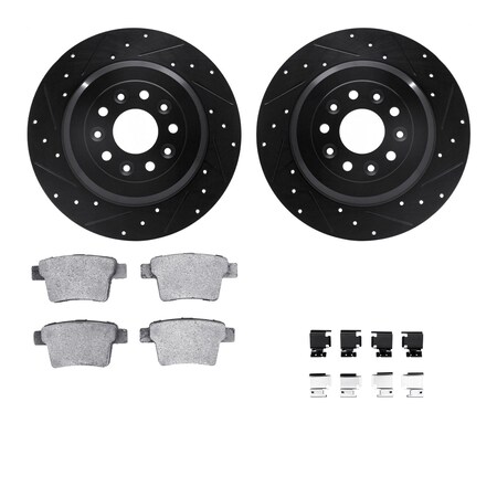 Dynamic Friction Co DFC Rotors-Drilled & Slotted-Black w/ EURO 5000 Ceramic Brake Pads Incl Hdw 8612-54021