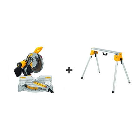 Dewalt Corded Miter Saw Kit, 12 in Blade Dia., Max Blade Speed: 3,800 RPM 5/8 in, 1 in Arbor Size DWS716XPS/DWX725