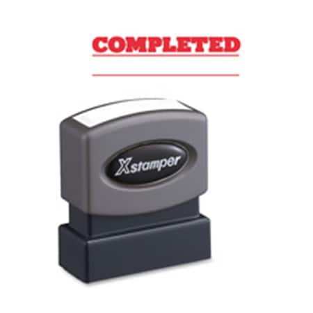 Shachihata PreInked Stamp Completed .5 in. x 1.63 in. Red Ink XST1214