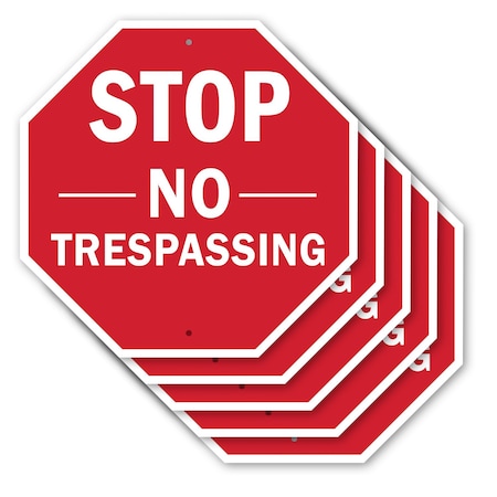 Signmission Stop No Trespassing, 10 inch X 10 inch, Aluminum Metal Signs, 5PK OC-A-5Pack-10-269