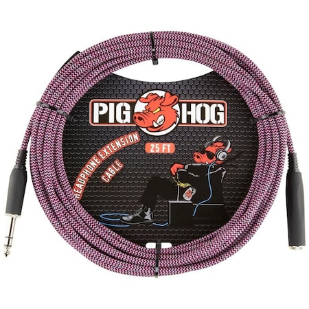 Pig Hog 25-ft Headphone extender cables feature an extra-slick, tough woven sleeve that resists kinks and t PHX1425RPP