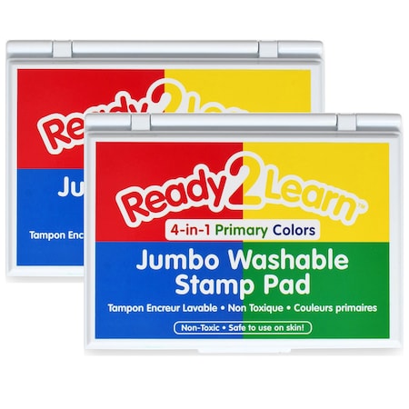 Ready 2 Learn Jumbo Washable Stamp Pad, 4-in-1, Primary Colors, 2PK CE10053