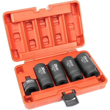 Neiko 5 Piece 12 Point Socket 0.5 in Drive Impact Set, Metric 30mm - 36mm Size 02530A