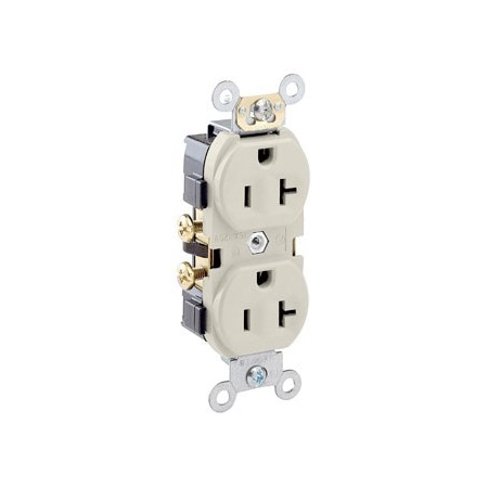 Leviton Commercial Grade Duplex Receptacle, 20, 125 Volt CR20-TS
