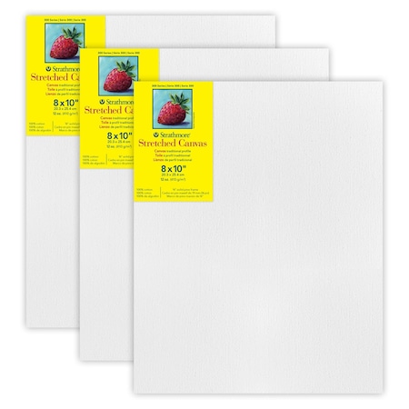 Strathmore 300 Series Traditional Stretched Canvas, 8x10 inch, 3PK P313-08