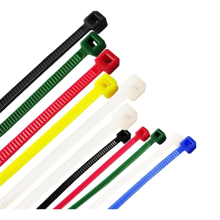 Acoustic Cable Tie, 4 in, 6 in, 8 in L, 0.81 in, 1.42 in, 2.07 in Max Bundle Dia., Assorted Colors, 500 PK AC2739014