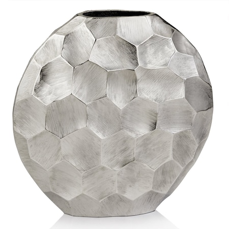 Homeroots 12" Silver Aluminum Cylinder Table Vase 354636