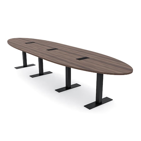 Skutchi Designs 14 Person Conference Table With Power Unit | 16' Oval Table | Harmony Series HAR-OVL-48X192-T.BK-H3041-EBLK