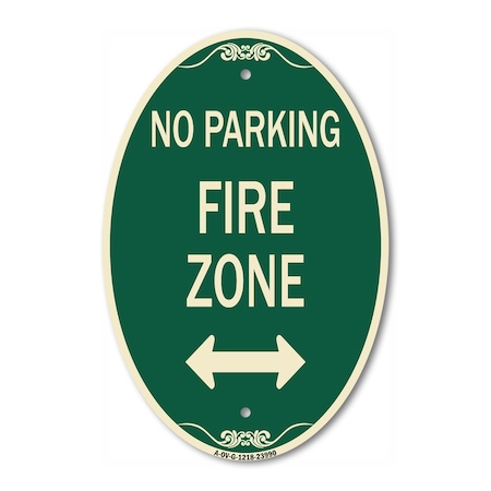 Signmission Fire Lane with Bidirectional Arrow, 12 Inch X 18 Inch Architectural Oval, Heavy Gauge Aluminum A-OV-G-1218-23990