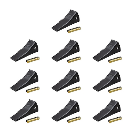 Mytee Products 230SP Backhoe Bucket Teeth w/23FP Flexpins for H&L/230 Teeth & Adapter, 10PK EM-23SP-PIN-23FPx10